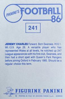 1985-86 Panini Football 86 (UK) #241 Jeremy Charles Back