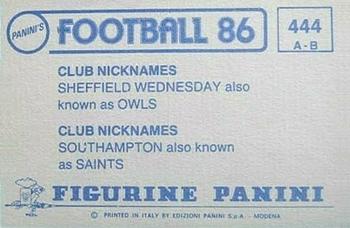 1985-86 Panini Football 86 (UK) #444 The Owls / The Saints Back