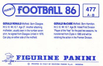 1985-86 Panini Football 86 (UK) #477 Gerald McCabe / Gerald Ronald Back