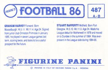 1985-86 Panini Football 86 (UK) #487 Stuart Rafferty / Graham Harvey Back