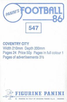 1985-86 Panini Football 86 (UK) #547 Programme Cover Back