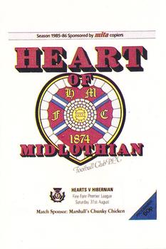 1985-86 Panini Football 86 (UK) #570 Heart of Midlothian Programme Front