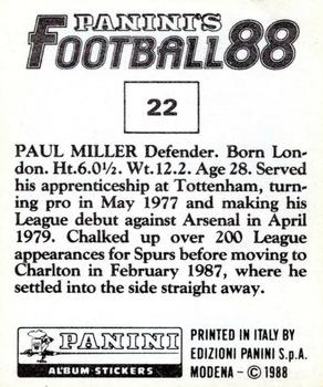 1987-88 Panini Football 88 (UK) #22 Paul Miller Back