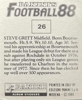 1987-88 Panini Football 88 (UK) #26 Steve Gritt Back