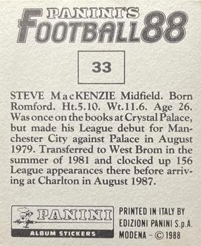 1987-88 Panini Football 88 (UK) #33 Steve MacKenzie Back