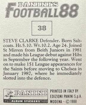 1987-88 Panini Football 88 (UK) #38 Steve Clarke Back