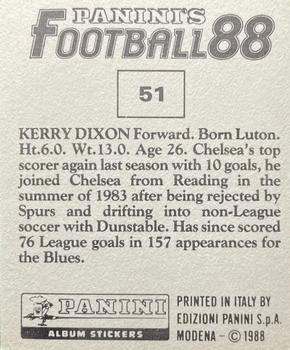 1987-88 Panini Football 88 (UK) #51 Kerry Dixon Back