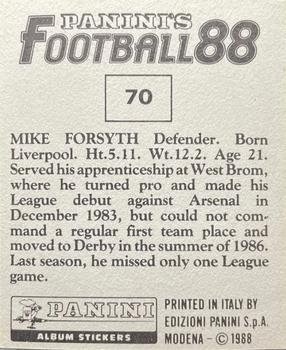 1987-88 Panini Football 88 (UK) #70 Mike Forsyth Back