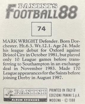 1987-88 Panini Football 88 (UK) #74 Mark Wright Back