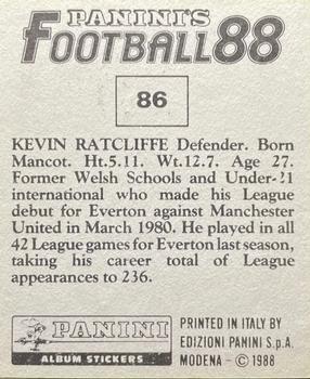 1987-88 Panini Football 88 (UK) #86 Kevin Ratcliffe Back