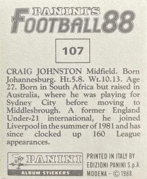 1987-88 Panini Football 88 (UK) #107 Craig Johnston Back