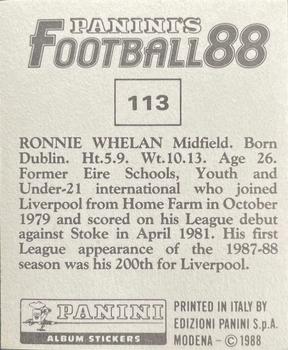 1987-88 Panini Football 88 (UK) #113 Ronnie Whelan Back