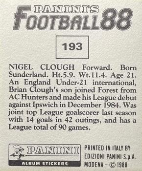 1987-88 Panini Football 88 (UK) #193 Nigel Clough Back