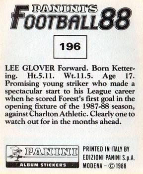 1987-88 Panini Football 88 (UK) #196 Lee Glover Back