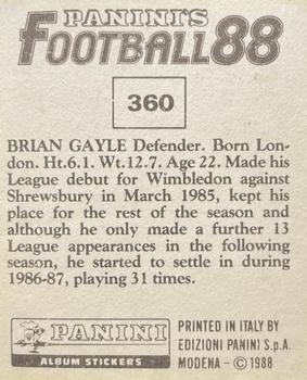 1987-88 Panini Football 88 (UK) #360 Brian Gayle Back