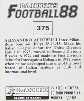 1987-88 Panini Football 88 (UK) #375 Alessandro Altobelli Back