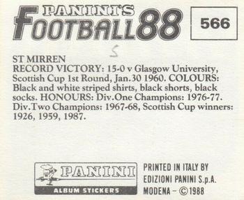 1987-88 Panini Football 88 (UK) #566 St. Mirren Team Group Back