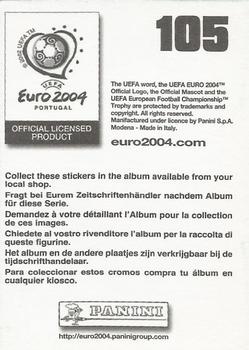 2004 Panini UEFA Euro 2004 Stickers #105 Benoit Pedretti Back