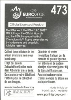 2008 Panini UEFA Euro 2008 Stickers #473 Martin Stranzl Back