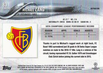 2017-18 Topps Chrome UEFA Champions League - Refractor #83 Michael Lang Back