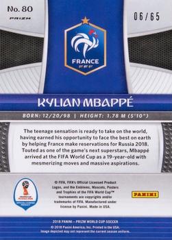 2018 Panini Prizm FIFA World Cup - Orange Prizm #80 Kylian Mbappé Back