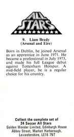1978 Golden Wonder All-Stars #9 Liam Brady Back