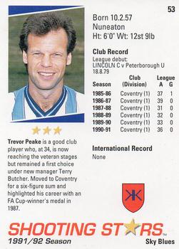 1991-92 Merlin Shooting Stars UK #53 Trevor Peake Back