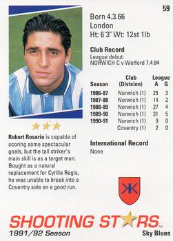 1991-92 Merlin Shooting Stars UK #59 Robert Rosario Back