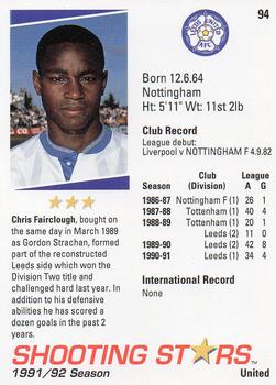1991-92 Merlin Shooting Stars UK #94 Chris Fairclough Back