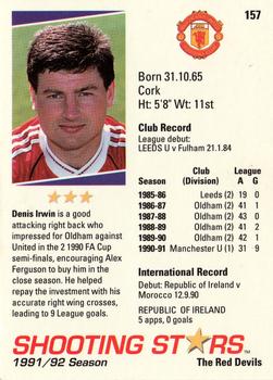 1991-92 Merlin Shooting Stars UK #157 Denis Irwin Back