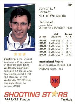 1991-92 Merlin Shooting Stars UK #265 David Hirst Back