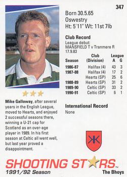 1991-92 Merlin Shooting Stars UK #347 Mike Galloway Back