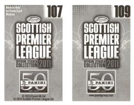 2011 Panini Scottish Premier League Stickers #107 / 109 Sean Dillon / Paul Dixon Back