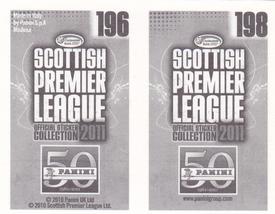 2011 Panini Scottish Premier League Stickers #196 / 198 Suso Santana / Ian Black Back