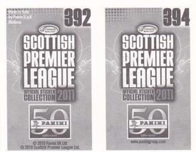 2011 Panini Scottish Premier League Stickers #392 / 394 David Weir / Kirk Broadfoot Back