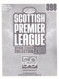 2011 Panini Scottish Premier League Stickers #398 Steven Whittaker Back