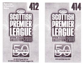 2011 Panini Scottish Premier League Stickers #412 / 414 Kenny Miller / Kyle Lafferty Back