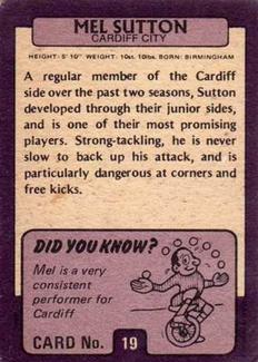 1971-72 A&BC Gum English Footballers (Purple Backs) #19 Mel Sutton Back