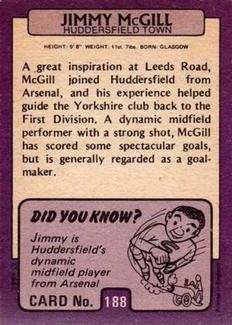 1971-72 A&BC Gum English Footballers (Purple Backs) #188 Jimmy McGill Back