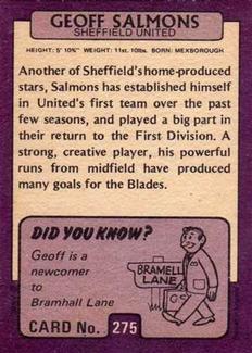 1971-72 A&BC Gum English Footballers (Purple Backs) #275 Geoff Salmons Back