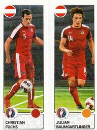 2016 Panini UEFA Euro Stickers #652a / 652b Christian Fuchs / Julian Baumgartlinger Front