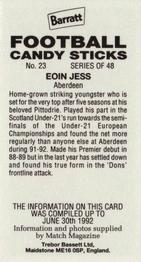 1992-93 Barratt Football Candy Sticks #23 Eoin Jess Back