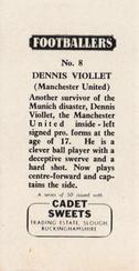 1959 Cadet Sweets Footballers #8 Dennis Viollet Back