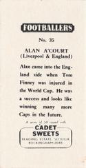 1959 Cadet Sweets Footballers #35 Alan A'Court Back