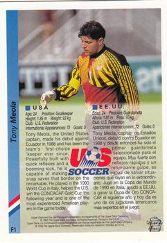 1993 Upper Deck Fuji World Cup Preview (English/Spanish) #F1 Tony Meola Back