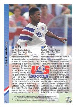 1993 Upper Deck Fuji World Cup Preview (English/Spanish) #F4 Des Armstrong Back