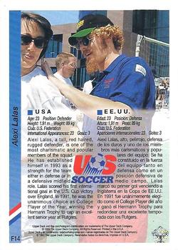 1993 Upper Deck Fuji World Cup Preview (English/Spanish) #F14 Alexi Lalas Back