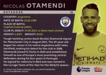 2018 Topps Platinum Premier League - Orange #51 Nicolas Otamendi Back