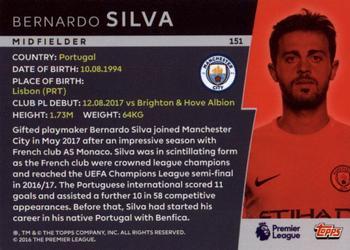 2018 Topps Platinum Premier League - FoilFractor #151 Bernardo Silva Back