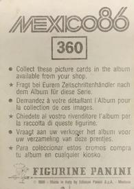 1986 Panini World Cup Stickers #360 Preben Elkjar-Larsen Back